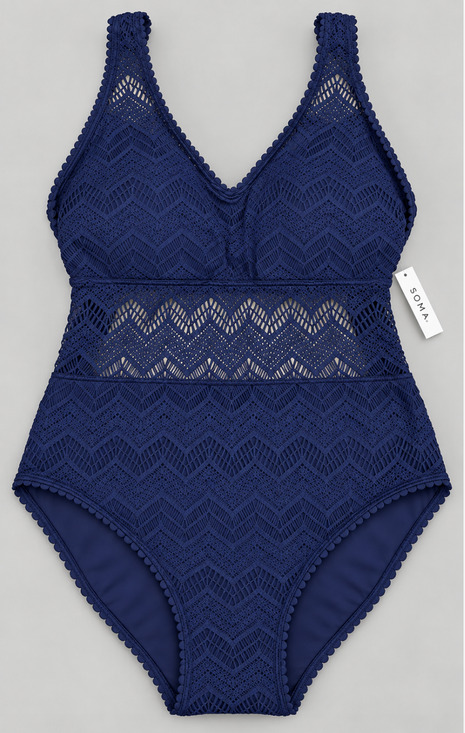 Soma Other - NWT SOMA NIGHTFALL NAVY BLUE CROCHET ONE PIECE SWIMSUIT SZ 14